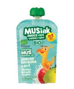 MUSIAK Mus BIO jabłko+gruszka+ryż, bez dodatku cukru, 100 g 